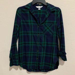 Blue & Green Plaid Button Down